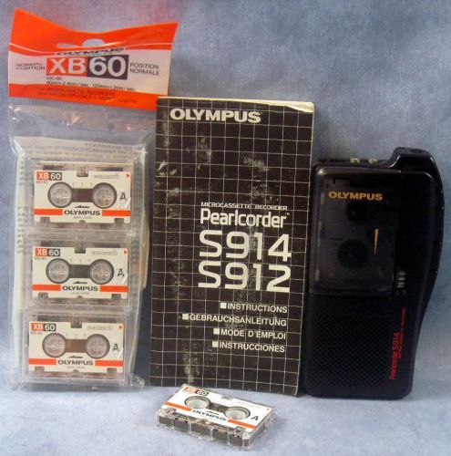 7 tlg.-Olympus-Pearlcorder-S914-Handdiktiergerat+4 Microcassette Recorder-OVP