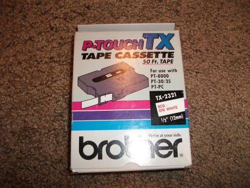 Brother PTOUCH TX-2321 1/2&#034; Laminated Tape, Red on White - 80000950