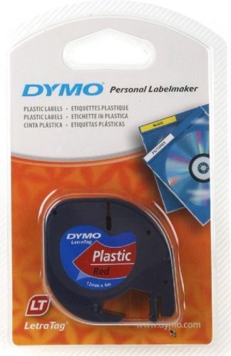 Dymo letratag label plastic red letra tag lt 100 tape ruban nastro rosso 4 meter for sale