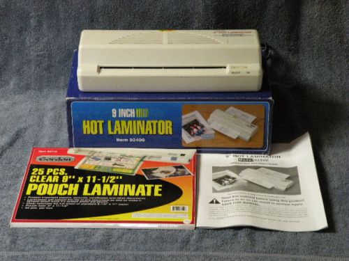 Gordon 9&#034; Hot Laminator Laminating Machine &amp; Almost Full Pack Laminating Pages