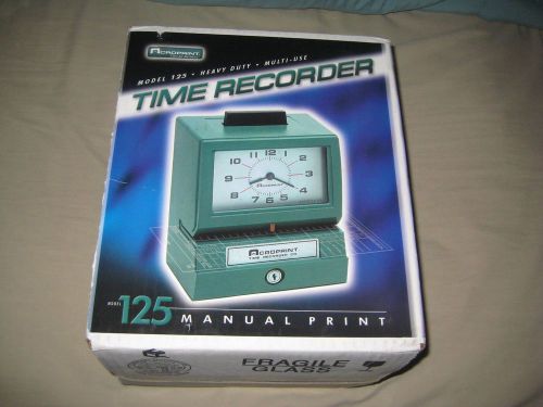 Acroprint 125 manual print time recorder, green for sale