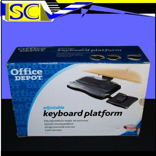 Office Depot adjustable Keyboard &amp; Mouse Platform with Tilt and Swivel Boxed New