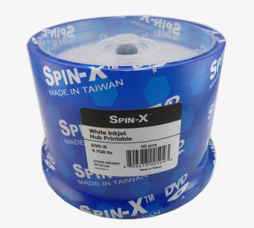 200 Spin-X 8x DVD-R White Inkjet Hub Printable Blank Recordable DVD Media Disk