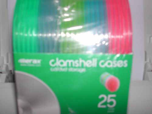 CD/DVD Clam Shell Cases Assorted Colors 25 Pack