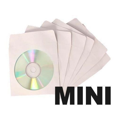 100 white mini cd dvd paper sleeves envelopes free ship for sale
