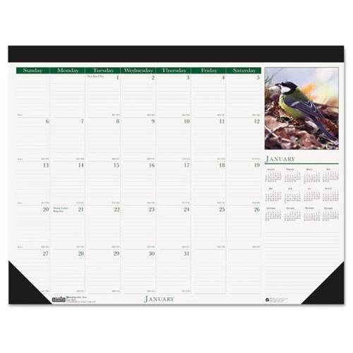 House of Doolittle™ Wild Birds Photographic Monthly Desk Pad Calendar, 22 x 17,