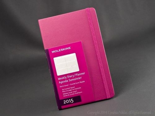 Moleskine 2015 pink weekly diary planner day agenda hard cover large 5&#034; x 8 1/4 &#034; for sale