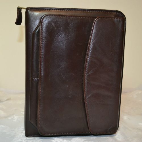 Brown leather franklin quest classic planner/organizer binder w zipper around for sale