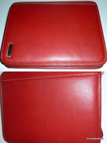 Classic Franklin Covey Red Faux Leather Organizer Planner Binder 7 Ring Zippered