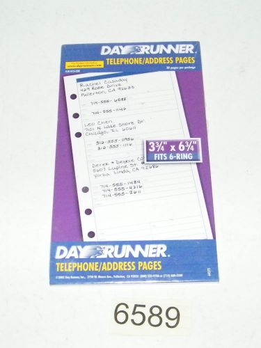 Day Runner Telephone Address Pages Undated 3 3/4 x 6 3/4 Fits 6 Ring 013-230