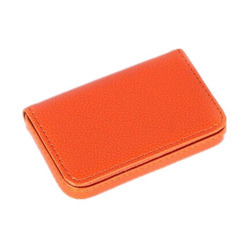 Pu leather pocket business name credit id card case box holder hot orange for sale