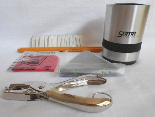 Mixed lot ~ pen holder, paper clips, pencils, letter opener, marker, hole punch for sale