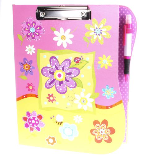 Hot Focus Girl&#039;s Multicolor Crazy Daisy Clipboard Folder Set w/ Notepad &amp; Pen
