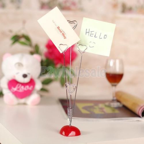 Standing Heart Shaped Wire Photo Holder Card Paper Note Memo Clip Desk Decor