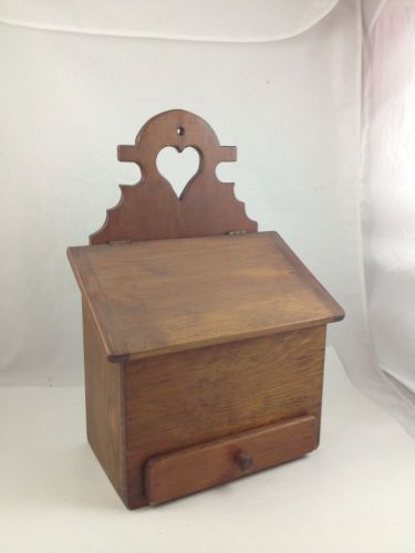 Wooden Country Cupboard Desk Heart Drawer Lift Top Compartment Cover