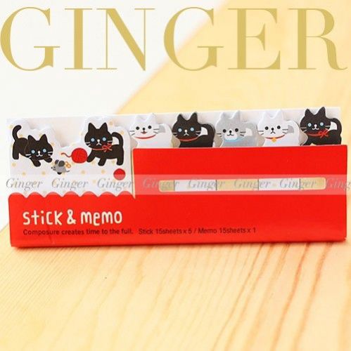 Kitty Cat Play Ball 90 Pages Sticker Post It Bookmark Memo Marker Sticky Notes