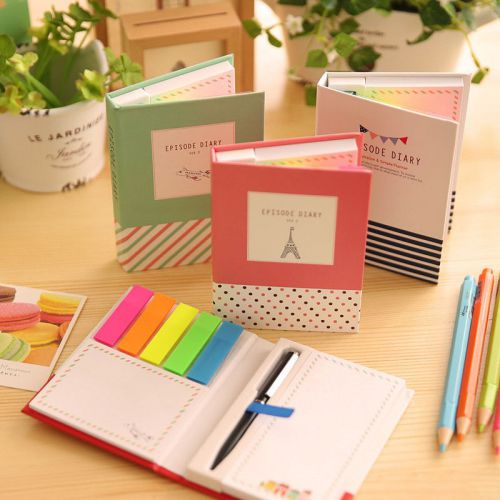 1x Sticker Post It Bookmark Notepad Marker Memo Flags Sticky Notes Book With Pen