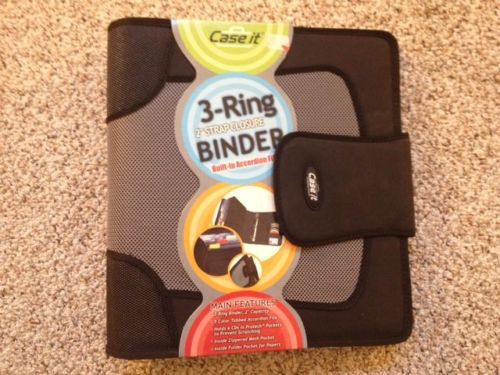 NEW case-it Velcro BLACK 3-ring binder with 2&#034; capacity....NICE