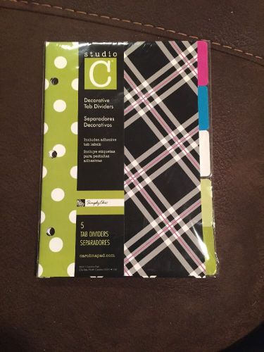 Studio c- simply chic. 5 decorative tab divider pages &amp; tab labels. 6x8.5&#034; for sale