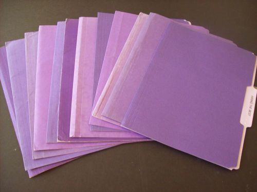 13 Used Purple Folders 1/3 tab / Card stock for crafts
