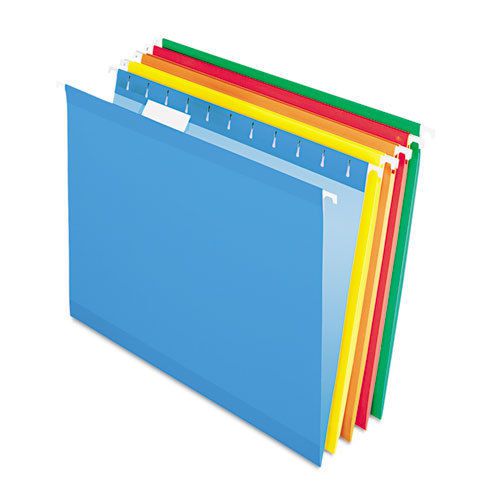 Reinforced hanging folders, letter, yellow, red, orange, blue, green, 25/box for sale