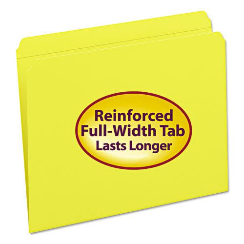 File Folders, Straight Cut, Reinforced Top Tab, Letter, Yellow, 100/Box