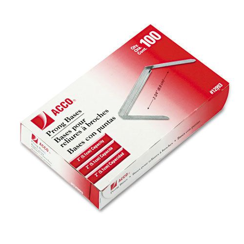 NEW ACCO PRONG PAPER FILE FASTENERS 12993 STEEL 2 INCH CAPACITY PACK OF 100, NIB