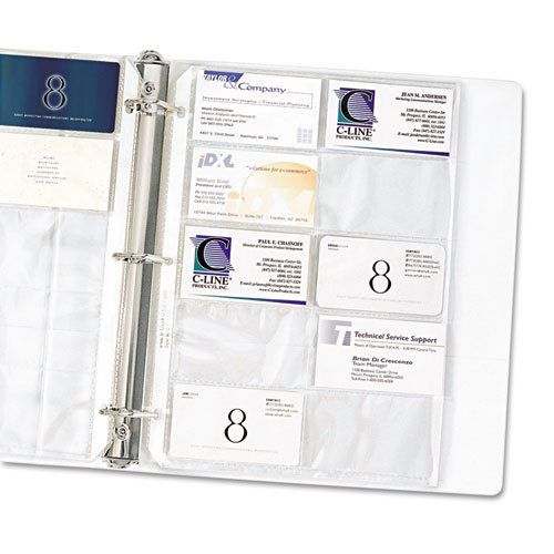 C-line business card holders 20 cards/page, clear, 8.125 x 11.25&#034;, 4 packs of 10 for sale