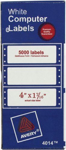 Avery Pin Fed Label - 4&#034; Width X 1.43&#034; Length - 5000 / Box - Rectangle (ave4014)
