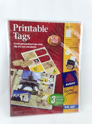 3 pk AVERY 53215 Printable Gift Tag Labels w/CD INK JET 2 X 3 1/2- 24 total tags
