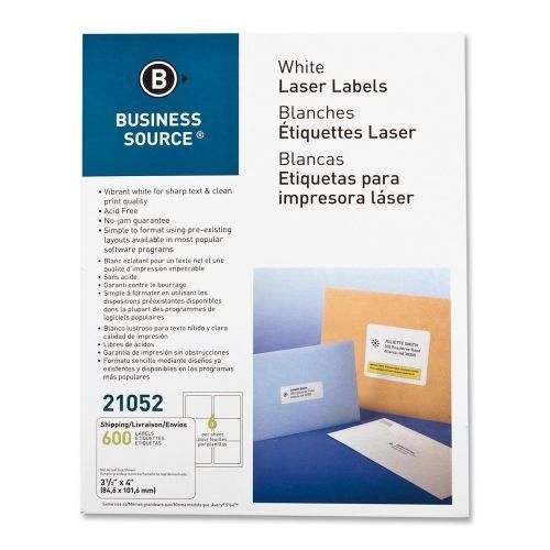LOT OF 3 Business Source Shipping Label - 3.33&#034;Wx4&#034;L -600/Pk - Laser - White