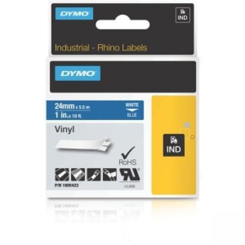 Dymo white on blue color coded label - 1  width x 18 ft length - vinyl - thermal for sale