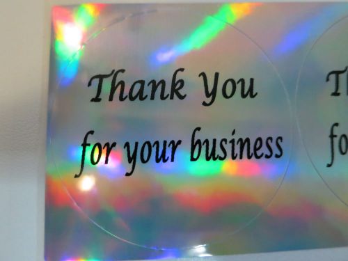 100 Lucida Font Thank You for your business Holographic Silver Stickers 2&#034; Label