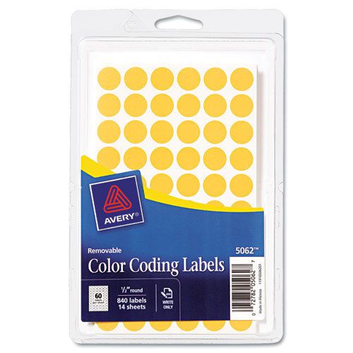 Removable self-adhesive color-coding labels, 1/2in dia, neon orange, 840/pack for sale