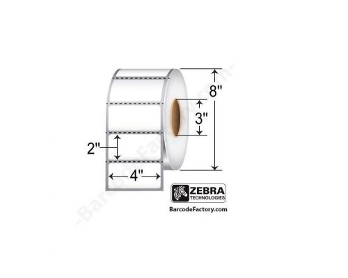 Zebra z-perform 2000t labels coated paper white 2 x4in 2750pcs. 4/case 10000285 for sale