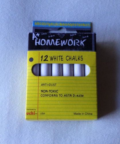 Lot 24 Boxes White Chalk - 3&#034; Sticks - 12 Pack Boxed ( Non Toxic / Anti - Dust )