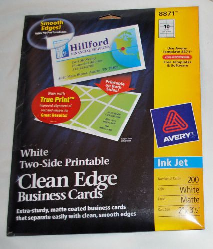 Avery #8871 White 2 Side Printable Clean Edge Business Cards 200 cards