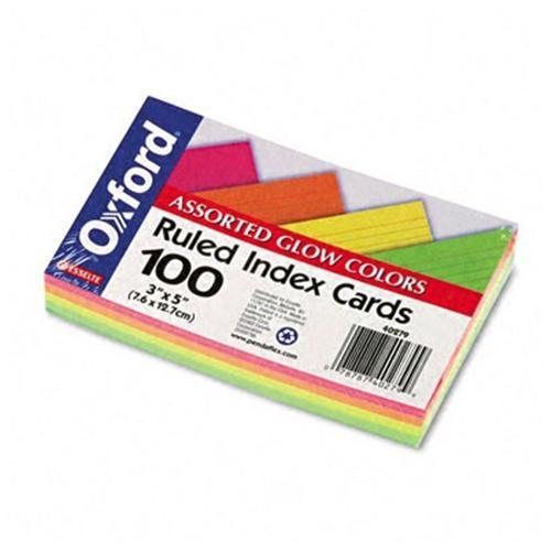 Esselte Assorted Glow Ruled Index Card 40279