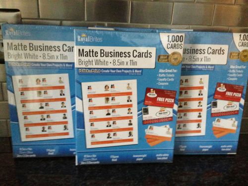 NEW! 10,000 =  BOXES  ROYAL BRITES BUSINESS CARDS MATTE 10 BOXES 1000 EA