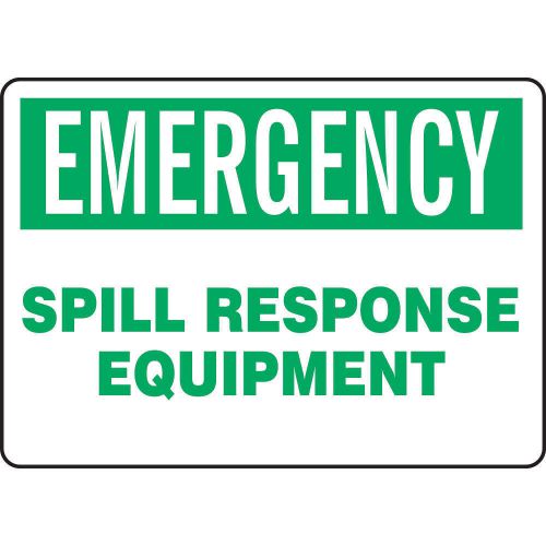 Emergency sign, 10 x 14in, grn/wht, eng mchl907vs for sale