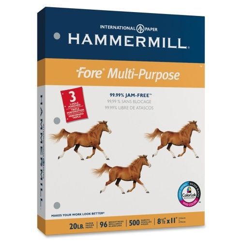 LOT OF 10 Hammermill Punched Fore Multipurpose Paper- 3x Hole -500/Ream