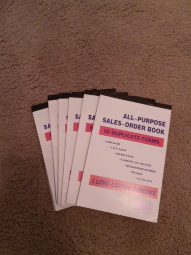 Lot of 6 ~Sales Order Books/Receipts 50 Duplicate Forms~Carbonless  5.5&#034;x8&#034;