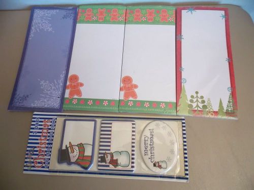 &#034;Christmas-Hallmark&#034;-lot of 4-Magnetic Memo List Pads &amp; Bonus Snowman Stick note