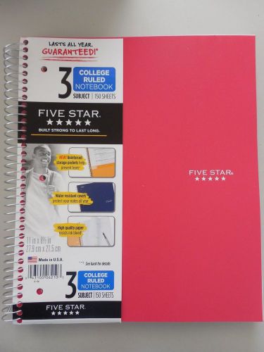 Mead Five Star 3 Subject College Ruled Notebook 150 Pages Red