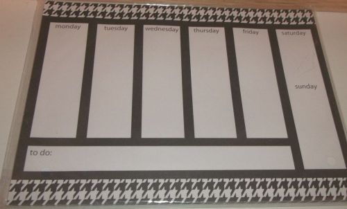 Weekly Magnetic Note List Pad 8&#034; x 6&#034; Black Design Planner