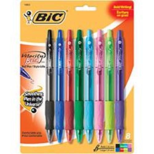 BIC Velocity Bold Ball Pens Fashion Colors 8 Pack