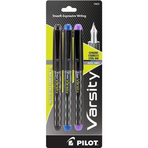 12 Pilot Varsity Dis  Fountain Pens BLUE BLACK &amp; PURPLE