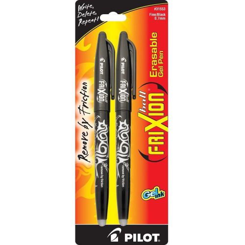 Pilot FRIXION Erasable Gel pen Black Fine/0.7mm 2 packs of 2 each total of 4