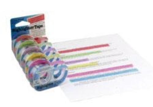Lee Removable Highlighter Tape 1 roll each of six colors