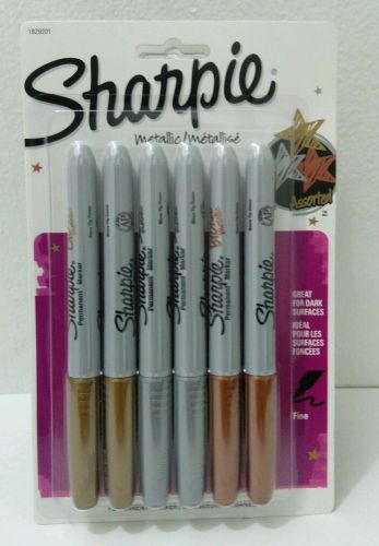 Lot of 5 Sharpie Metallic Fine Point Permanent Marker, 6-Pack, Assorted Colors